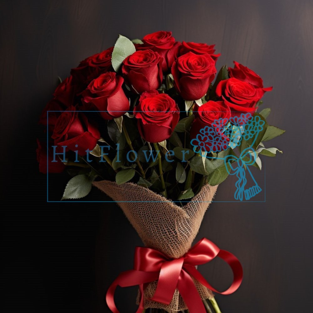Букет из 19 красных роз Букет роз 19 красных роз